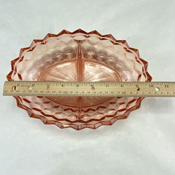 Vintage Colony Whitehall Peach Pink Divided Relish Tray Bowl - Picture 9 of 11